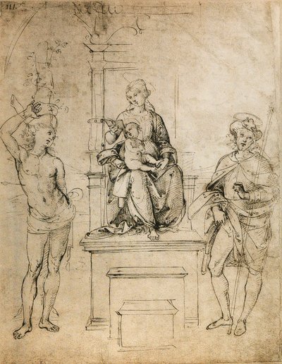 The Virgin, the Baby Jesus, St. Sebastian and St. Rocco by Raffaello Sanzio Raphael